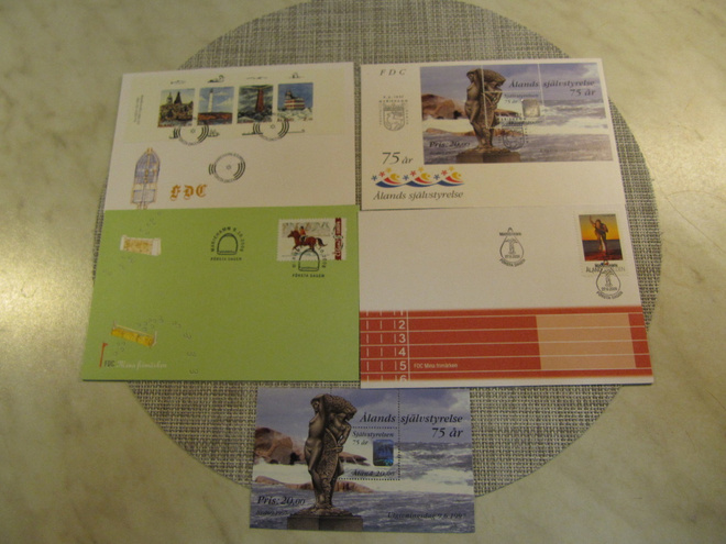 Ahvenanmaa 4 kpl FDC kirjeitä.1992-2009