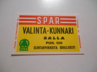 TT Etiketti SPAR Valinta-Kunnari Salla