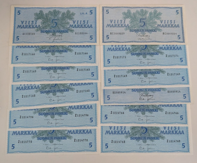 5 Markkaa 1963 12 kpl