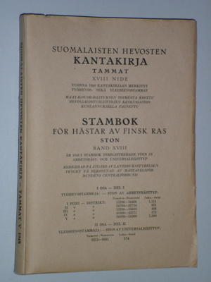 Suomalaisten hevosten kantakirja - Tammat XVIII nide (1950)