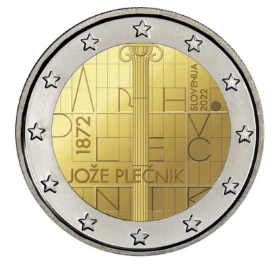 ** SLOVENIA 2€ 2022 Joze Plecnik pillerissä **