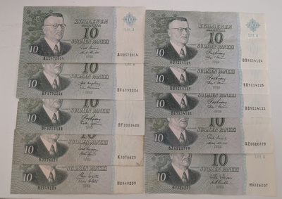 10 Markkaa 1963 10 kpl