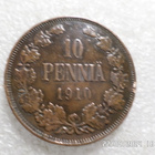10 penniä 1910 kulkematon , tasaisesti patinoitunut . - pikkukuva 1