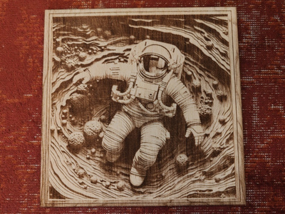 Puinen 3D Astronautti Laserkaiverrustaulu