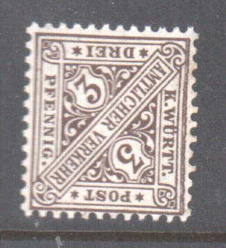 Saksa Wyrtenberg dienst 1881  3 pfg. ilman liimaa