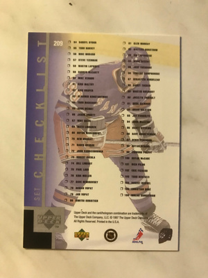 1996-97 Upper Deck Checklist Wayne Gretzky #209