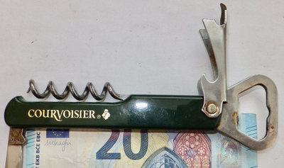 VANHA Linkkuveitsi Pullonavaaja Inox Courvoisier Ranska