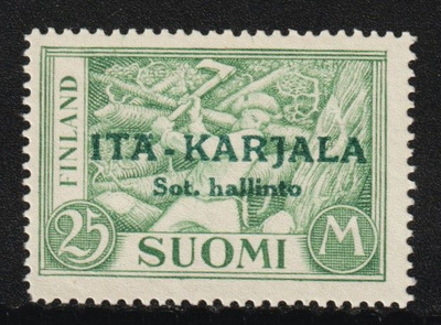 1941 25 mk merkki vihreällä Itä-Karjala-lisäpainamalla**