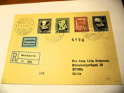 1953 Islanti R kortti Ruotsiin