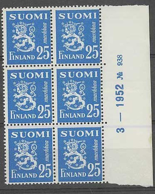 1952 25mk sininen nro-6lo 938 ++