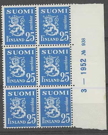 1952 25mk sininen nro-6lo 938 ++