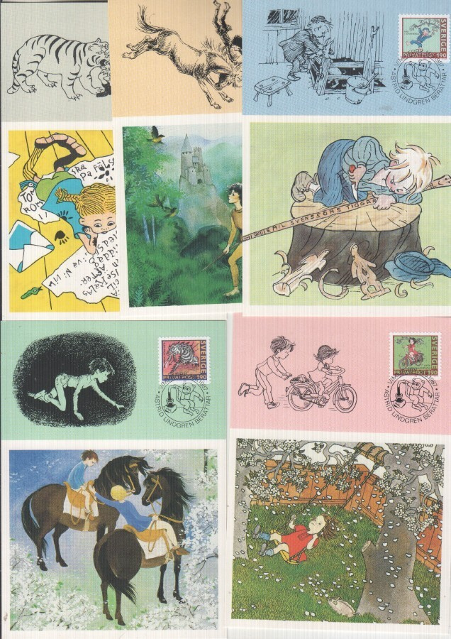 Ruotsi 1987 Astrid Lidgren maksimikorttisarja.