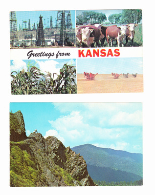 USA KANSAS ja TENNESSEE POSTIKORTTI , VANHA - 50-60 luku ?