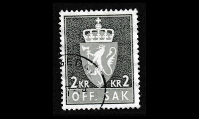 Norja 84y o Virkamerkki 2 Kr y-pap (1955)