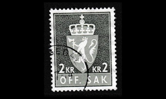 Norja 84y o Virkamerkki 2 Kr y-pap (1955)