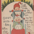 Tontulla tyttö kelkan kyydissä - kulk v 1909 - pikkukuva 1