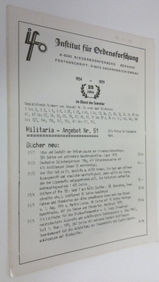 Institut fur Ordensforschung : Militaria-Angebot Nr. 51