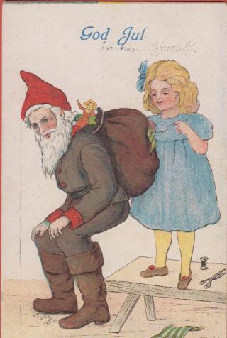 E.H. Tyttö ja joulupukki - kulk v 1916