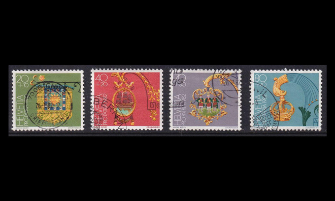 Sveitsi 1223-6 o Pro Patria liikekylttejä (1982)