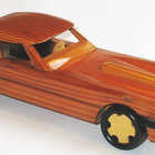 Bauer Jaguar E-type coupe, puuta, 1:12. Puinen auto - pikkukuva 1
