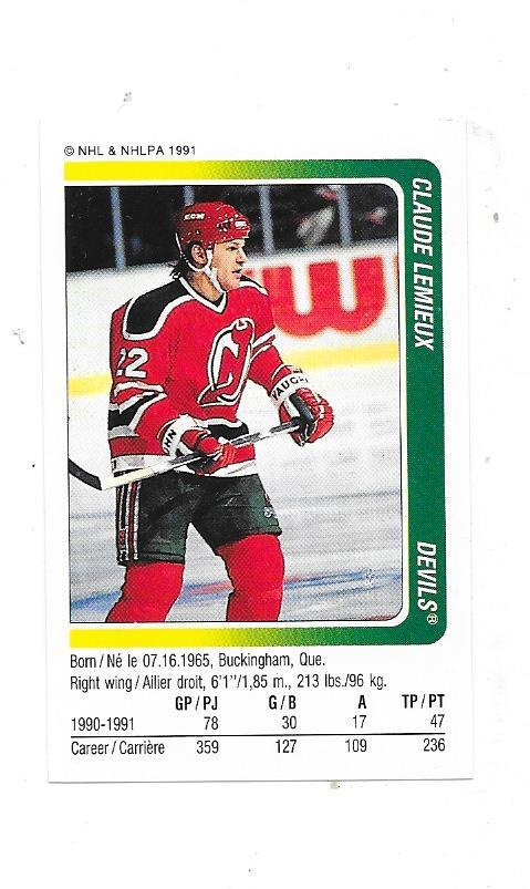 1991-92 Panini #224 Claude Lemieux New Jersey Devils gooni