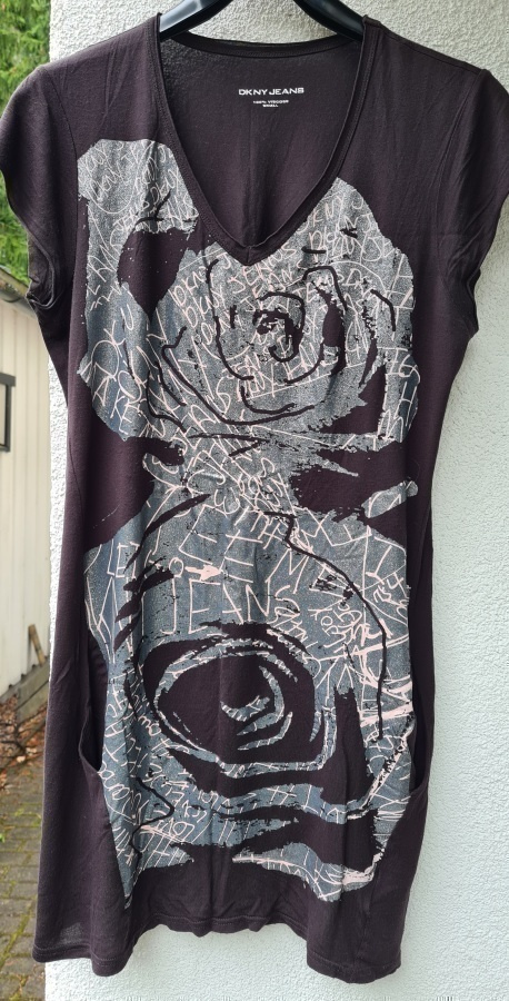DKNY glitterikuvioinen viskoosinen paitamekko / tunika S