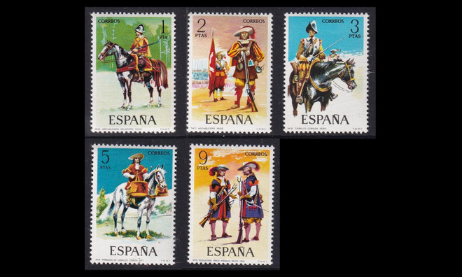 Espanja 2062-6 ** Sotilasuniformuja (1974)