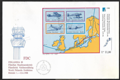 Finlandia 88 1988 FDC (LAPE 1050-1053 ; BL4)