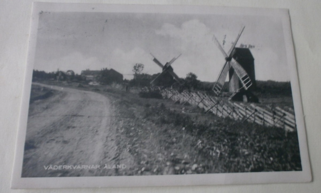 Åland, väderkvarnar / tuulimyllyjä, vanha mv pk, p. 1936