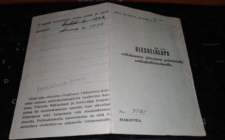 Jaakkima Oleskelulupa 1942 Luovutettu alue PK127/2