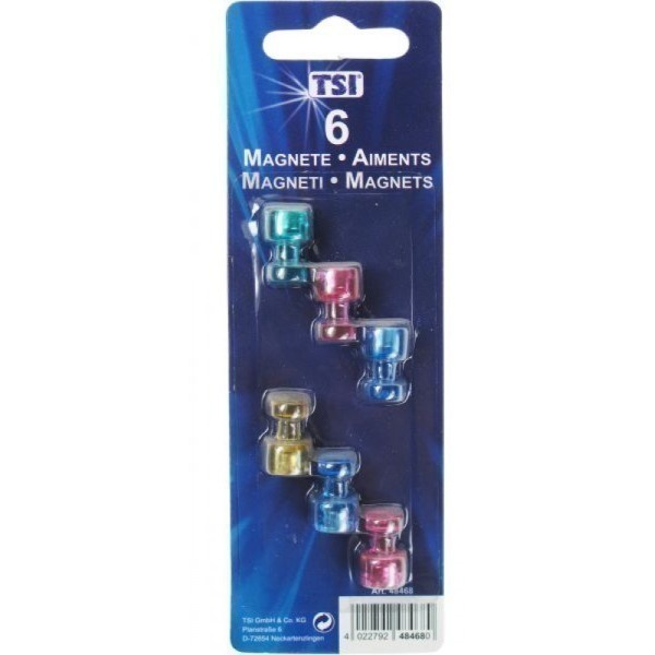 TSI Magneetit, 6 kpl, 19x11mm, värilliset *UUSI*