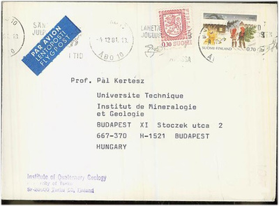 1981 joulumerkki ym kirje Unkariin