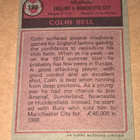 PELAAJA KORTTI JALKAPALLO COLIN BELL 198 GREAT BRITAIN - pikkukuva 2