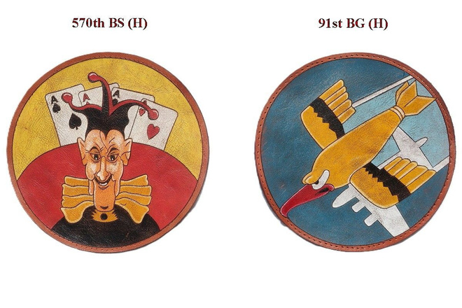 2 x B-17 lentäjä USAAF laivuemerkki (repro) A-2 nahkatakki