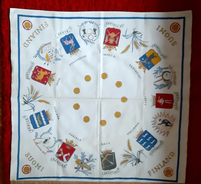 Maakunta vintage pöytäliina todella harvinainen 89×89cm