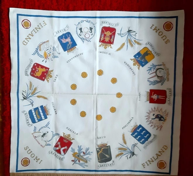 Maakunta vintage pöytäliina todella harvinainen 89×89cm