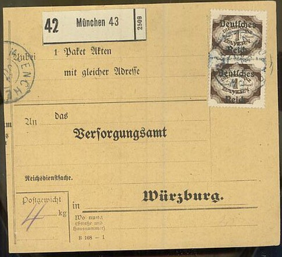 Saksa Dienst Mi 46 2kpl pakettikortilla