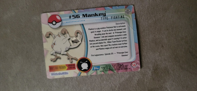 Mankey #56 Pokemon 1999 Topps TV blue logo card