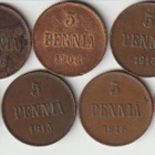 5 penniä 1906-1917, 7 eri vuotta - pikkukuva 1
