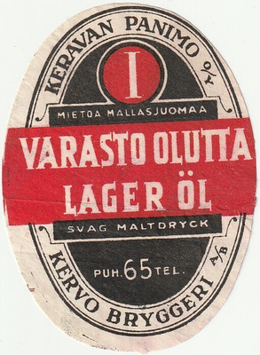 JUOMA ETIKETTI -  KERAVA VARASTO OLUTTA   (K15-S78)