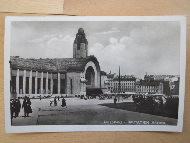 VANHA Postikortti Helsinki Rautatie Asema 1920-luku