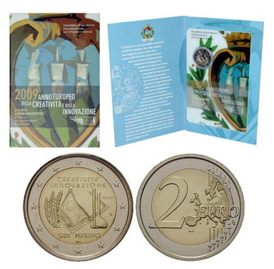 ** SAN MARINO 2€ 2009 Luovuus ja innovointi kansiossa **