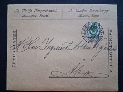 1901 5 pennin kotkamerkki myyntikirjekuoressa.