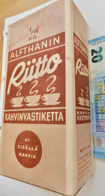 VANHA Paketti Riitto Kahvinvastiketta Alfthan Sota-aikaTÄYSI
