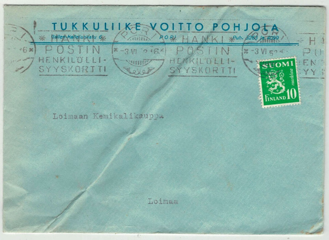 M30 1952 10mk painotuotekuori