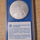 100 mk 1989 Lahti MM-hiihdot. Hopea 830 KL 9. - pikkukuva 1