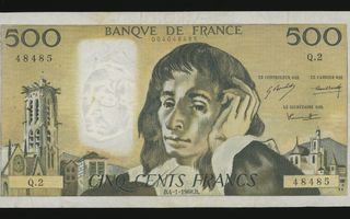 Ranska 500 Francs 4.1.1968.B, P156a VF