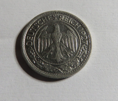 Saksa/weimarin tasavalta 50 pfennig 1927 J