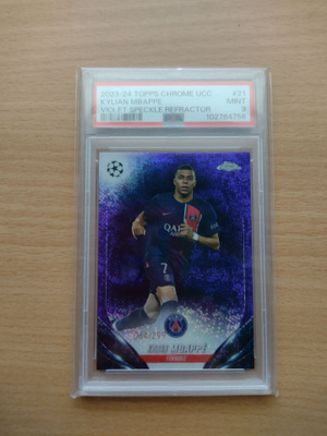 Kylian mbappe, violet speckle refractor, PSA graded