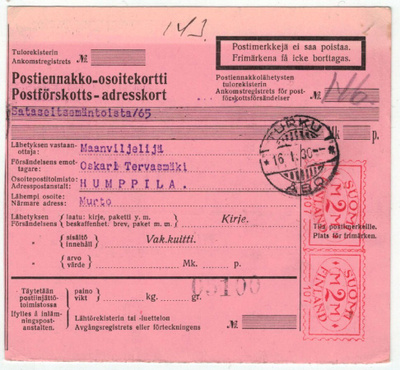 1930 postiennakkokirje - frankkeerausleima 107